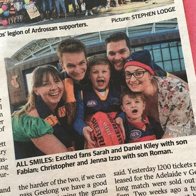 In today’s Advertiser (and, thanks to an incorrect caption, I’ve acquired a son!) #weflyasone #aflcrowscats #aflfinals